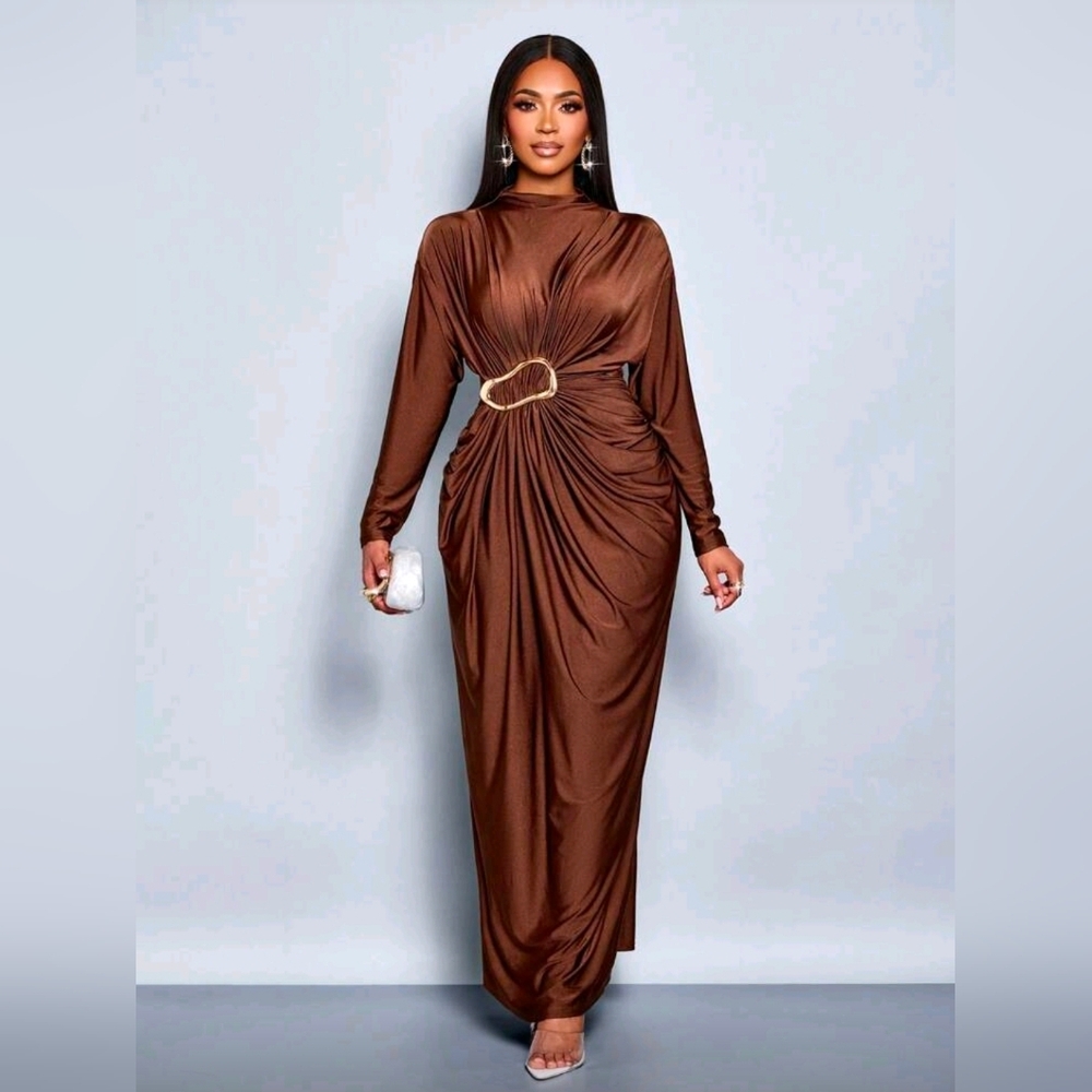 Elegant Brown Maxi Dress